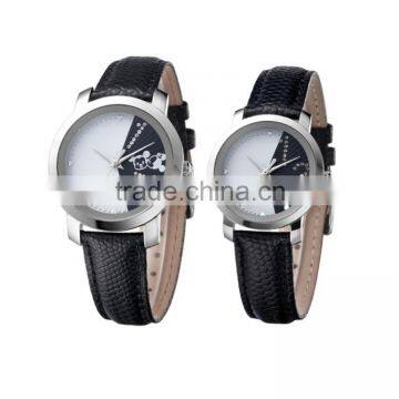 customized leather couple wrist watches cheap leather quartz couple watch metal couple wrist watch with leather strap