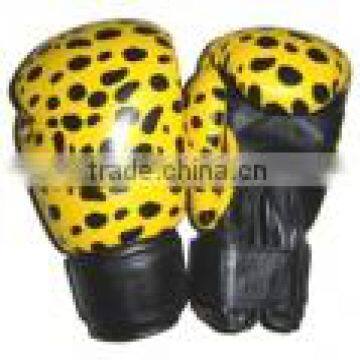 Black & Yellow Color Leopard Print Boxing Glove