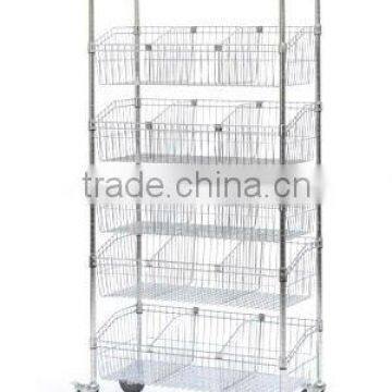 mobile chrome wire shelf for commercial use or electrolic factory