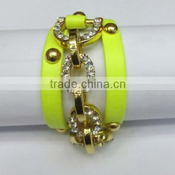 Promotional custom leather fluorescent bracelets