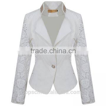 OEM Guangzhou supplier white one button lace office wear formal latest women jacket & blazer design                        
                                                Quality Choice