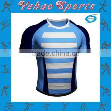 Custom sublimated rugby jersey stripe design polyester spandex fabric