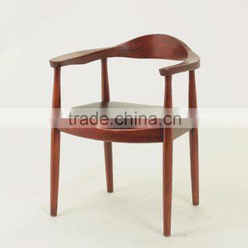 Red brown Color Pu Seat hot sale Wooden Armchair/Living room Wooden Leisure Kennedy chair (CH-333)