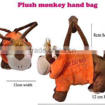 plush handbag/ animal shaped handbag/plush monkey hand bag