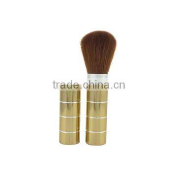 Gold Aluminum Cosmetic Brush Professional Retractable Makeup Blush, OEM Welcomed