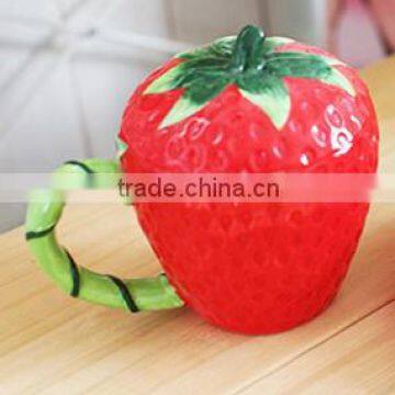 3D Strawberry Mug, Office Coffee Cup, Fruit Mug With Lid & Spoon