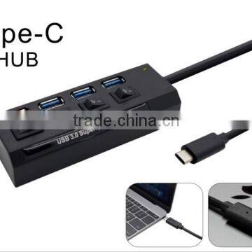 Forida 2015 NEW 4-port Type C hub with power switch USB3.0 HUB