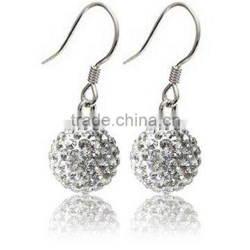 Sparkle CZ Crystal Ball 925 Silver Shamballa Hook Earring for Wedding Party photo-4
