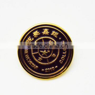 custom soft enamel gold plating metal round badge pin