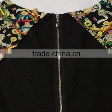 New Latest Fashion Designs Chinese Clothes Supplier Black Short Sleeve False Two Piece Autumn Women Black Dress photo-4