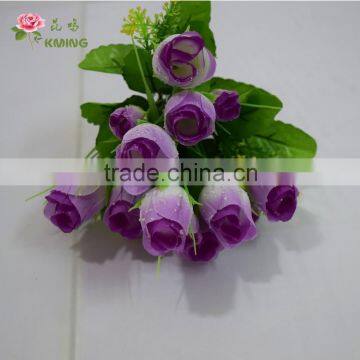 9 heads artificial rose bud with red color small rose bush