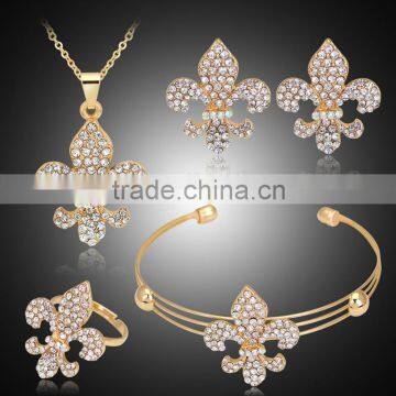 2016 Trendy Gold Plated Rhinestone Anchor Statement Necklace Stud Earring Bracelet Ring Set for Women Wedding Jewelry Set photo-5