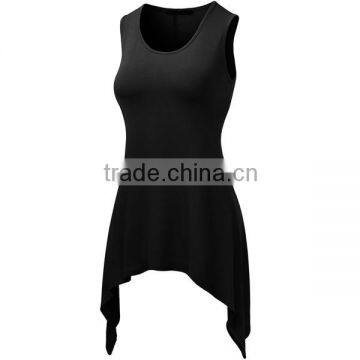 100 cotton tank top with Unique Hem Line