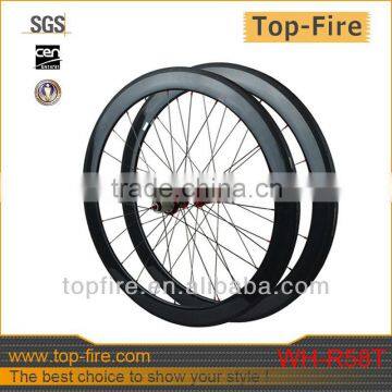 2014 new design 58mm cheap Chinese carbon road bike wheels in bicycle WH-R58T for sale