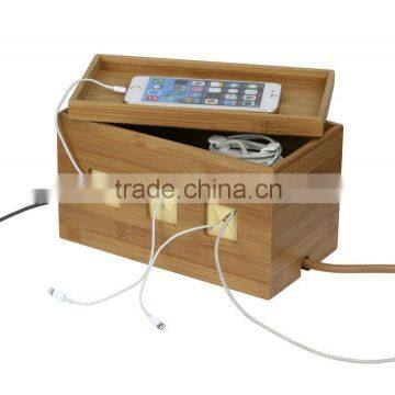 2016 New Natural Bamboo Cable Cubby photo-2