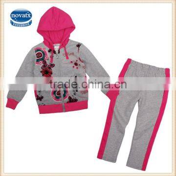 (FG4719) NOVA Grey fashion high quality girls clothing sets winter ready stock children wear clothes sets