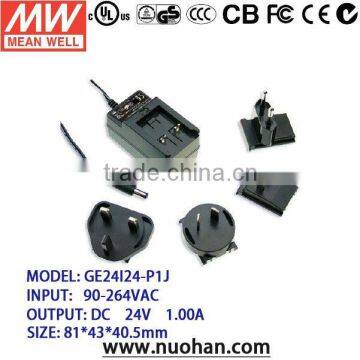 Meanwell 15 ~ 24W AC-DC Single Output Interchangeable Wall-mounted type 24v switching power supply