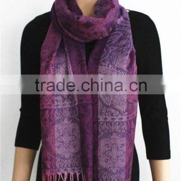 Acrylic and Rayon Blended Jacquard Scarf