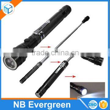 Portable LED Telescoping Magnet LED Flashlight with Pick-up Tool, Flexible Telescopic LED Flashlight with Magnetic Base Light