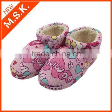 Winter new fashion colorful printed kids velvet slipper boot