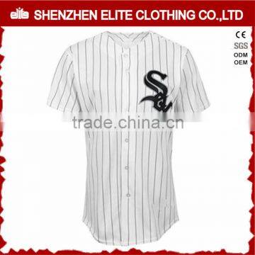 wholesale custom cheap striped white 100% polyester baseball jersey