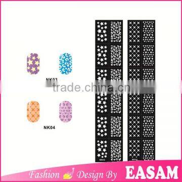 New promotional china manicure finger nail charms stencils, 12pcs/sheet/pattern nail art stencils