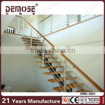 indoor simple design loft stragiht iron wood tread stairs