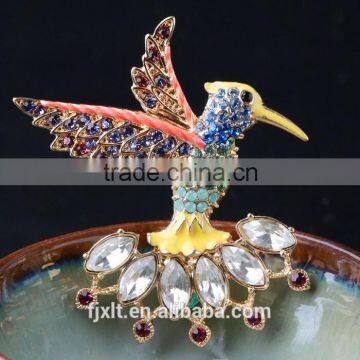 Vintage crystal bird custom brooch