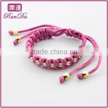 2014China Wholesale Wrapped Silk Bracelet With Crystal Fashion Jewelry