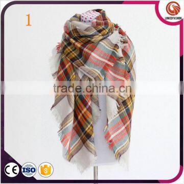 Fashion Women Pashmina Cashmere Oversize lady plaid blanket scarf