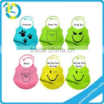 Customized logo Eco-friendly Soft FDA silicone rubber BB Bibs