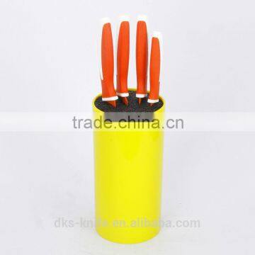 KP1310-OR New Design 5pcs Color Non-stick Coating Knife With Knife Block Color Stainless Steel Cutlery