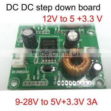 LCD driver 5V 3.3V DC DC converter step down power supply 12V to 5V + 3.3V OEM factory price good quality