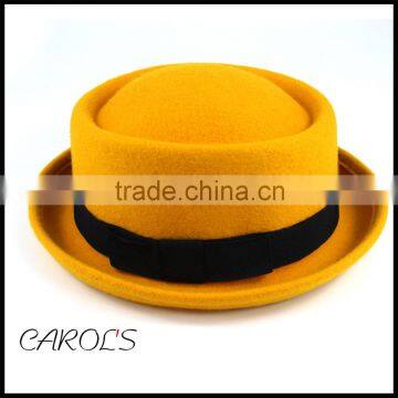 orange fashion boy's wool felt pork pie hat