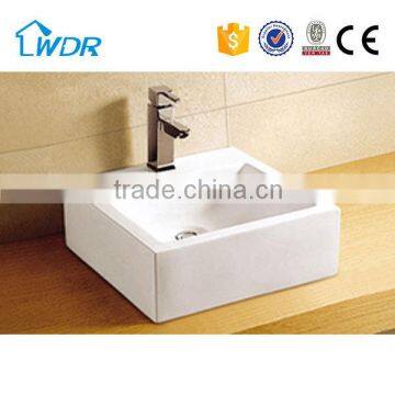 Bathroom ceramic suqare single hole wash basin for hotel