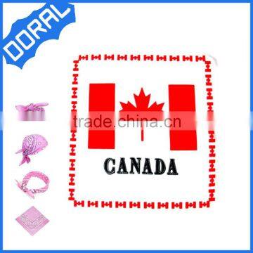 Flag printed headband fashionable 100%cotton square outdoor hairband hot sale canada flag bandana