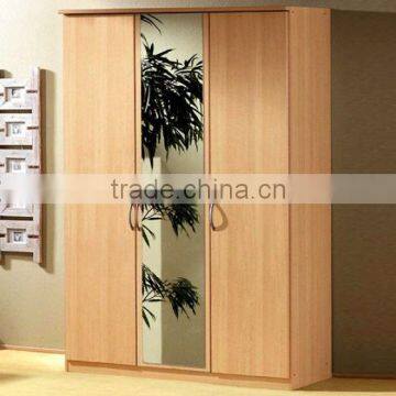 3 door modern kd melamine wooden wardrobe