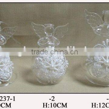 Chirstmas Hanging Glass Angel with Flower Patterns