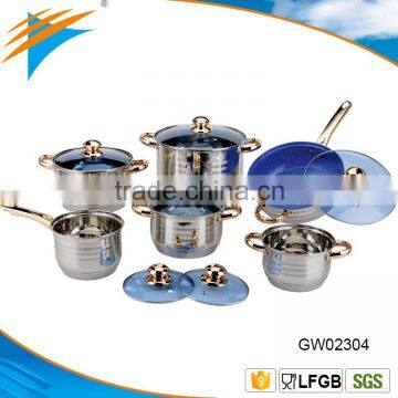 12PC Stainless Steel Cookware Set With Marble Non Stick Coated Fry Pan