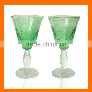 Hand blown colored wine glass ,thick stem drinking glass,whole sales