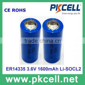 3.6V lithium ER14335 Li-SOCL2 Battery 1600mAh