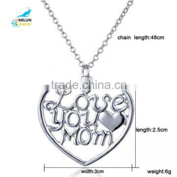 " Love You Mom" Pendant Heart Necklace For Mother Mom Mum Mother's Day, Birthday, Christmas Gif