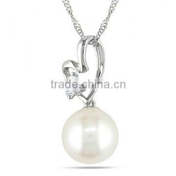 Heart pendant with pearl 925 sterling silver necklace