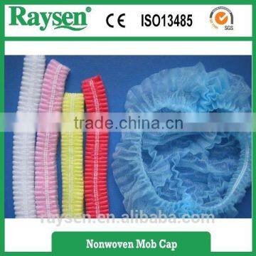 disposable nonwoven mob cap with double elastic