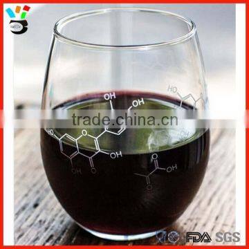 Individual packing "chemical formula" pattern red and white stemless 20oz wine glass