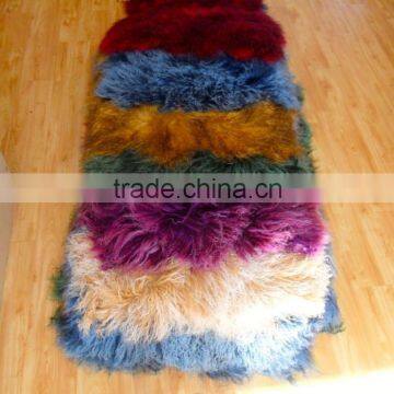 Wholesale High Quality Two Color Matching Real Tibetan Lamb Fur Plate With Cheap Price