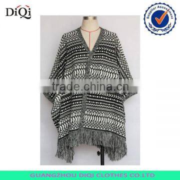 poncho style sweater women poncho with caps and fringes