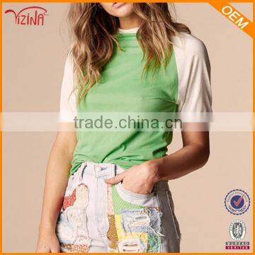 Wholesale polyester tshirts/ plain Blank women Tshirts O-Neck with Soft Knitted