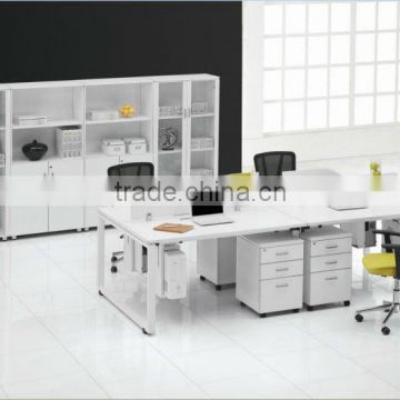 Hotsale white office workstation with steel frame for staff,matched with mobile cabinet