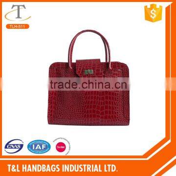 2016 Popular red matte croco pvc pu leather fashion design handbag for Lady